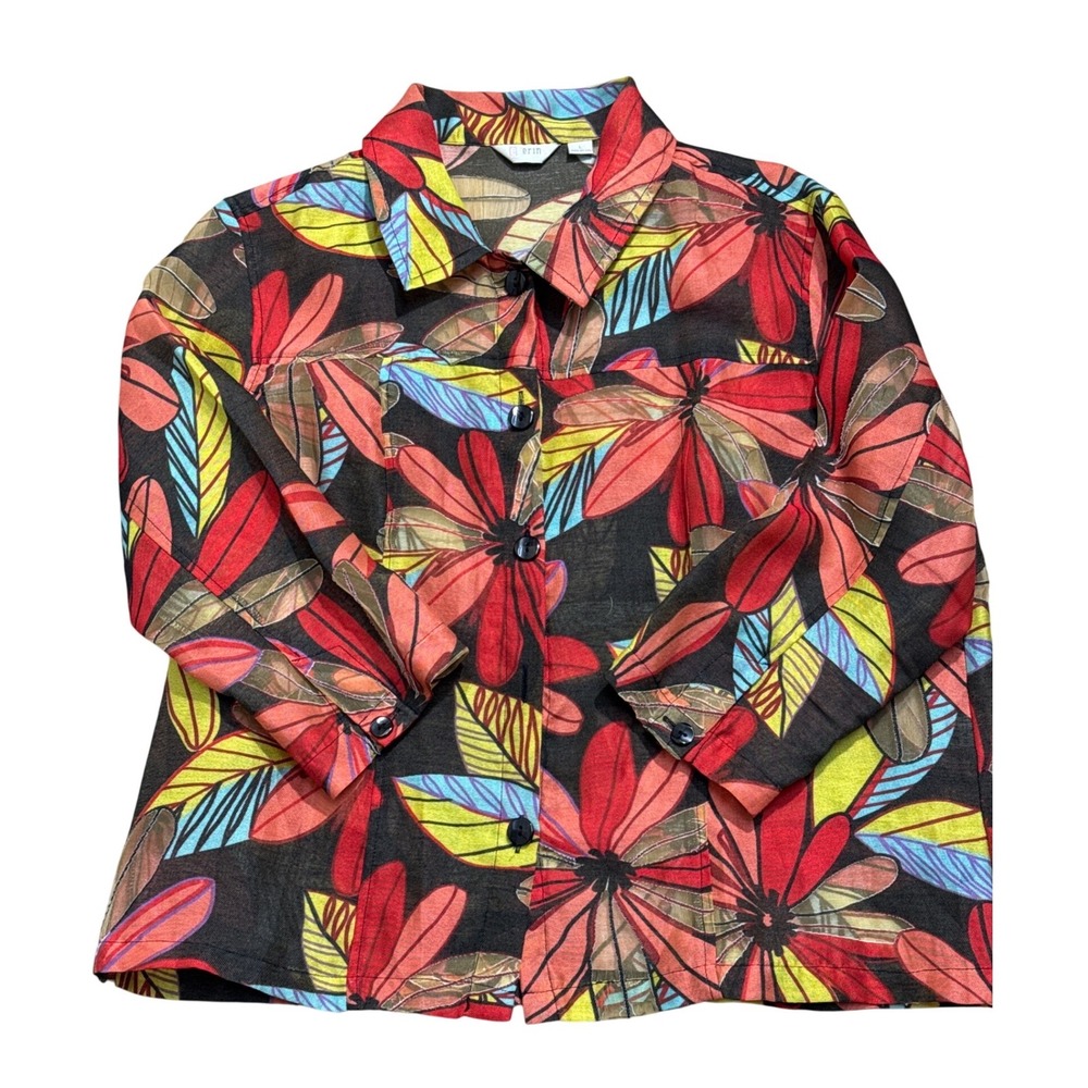 Erin by‎ Erin London  (Multicolor) Floral Button Up Jacket Womens Large